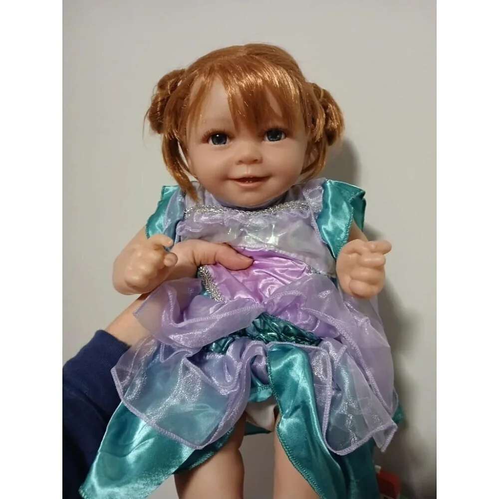 🆕18inch Weighted Cloth Body Newborn Baby Poseable Limbs Brown Hair Girl